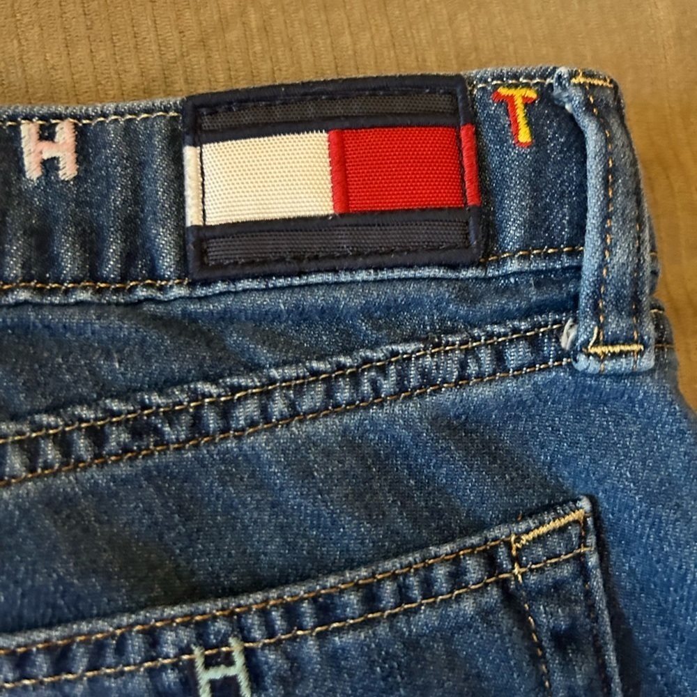 Tommy Hilfiger Embroidered Multi-color Sig. TH Boyfriend Copain Jeans Sz 0 - Picture 6 of 12